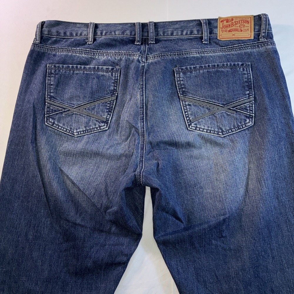 Stetson Rocker Boot Leg Jeans Mens 42x32 Medium Wash Blue Denim 1014 Bootcut - Picture 11 of 13